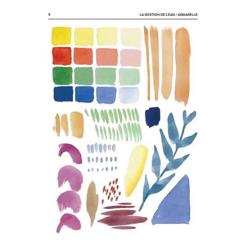 Cahier D'Exercices D'Aquarelle Avec 12 Couleurs Et Pinceau - Livre Pour Débutants Fleurs