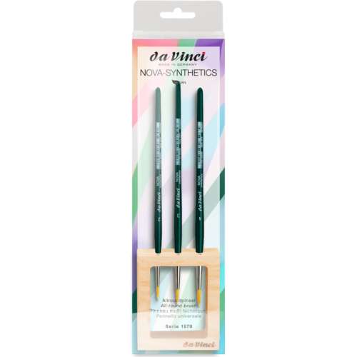 Set de 3 pinceaux Nova-Synthetics avec support bois Da Vinci 