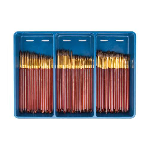 Coffret de 120 pinceaux scolaire ronds et plats en poiils naturels souples Royal Langnickel 