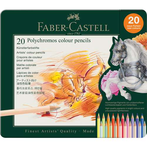 Boîte métal de 20 crayons de couleurs Polychromos Faber-Castell 
