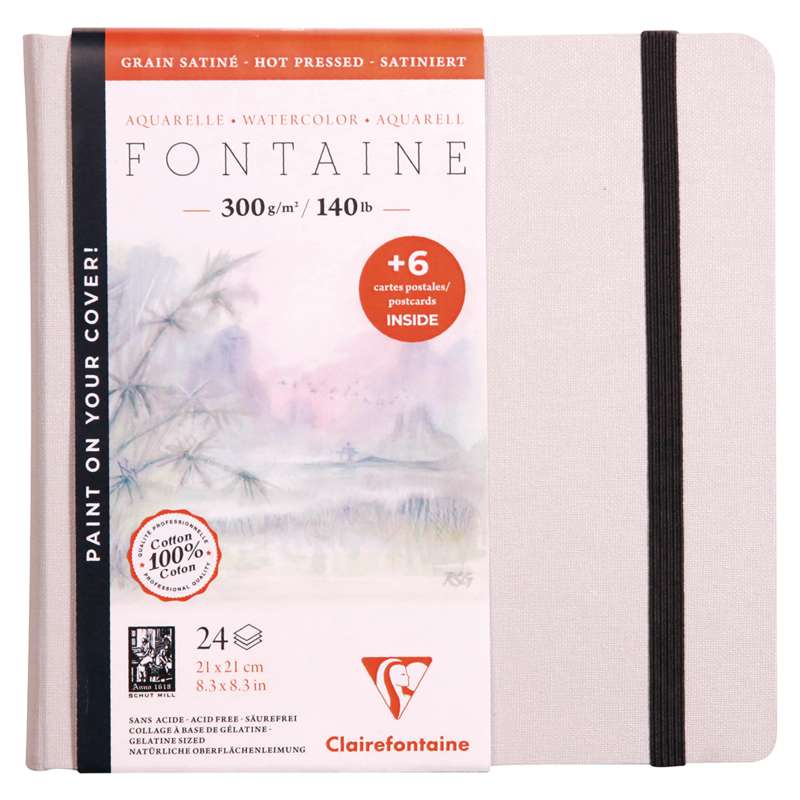 Carnet cousu Fontaine Clairefontaine, 21 cm x 21 cm, Carnet à esquisses, 300 g/m²