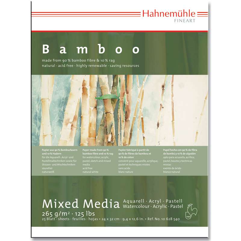 Papier Multi-Techniques Bamboo Hahnemühle, 50 cm x 65 cm, 1 feuille - commande minimale 5 feuilles, 265 g/m², Feuille