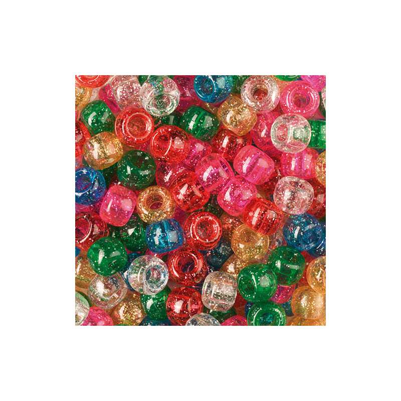 Assortiment de perles paillettées, Environ 7 mm de diamètre - sachet de 50g, 7mm, 42x61 mm,50 gr./Ds.
