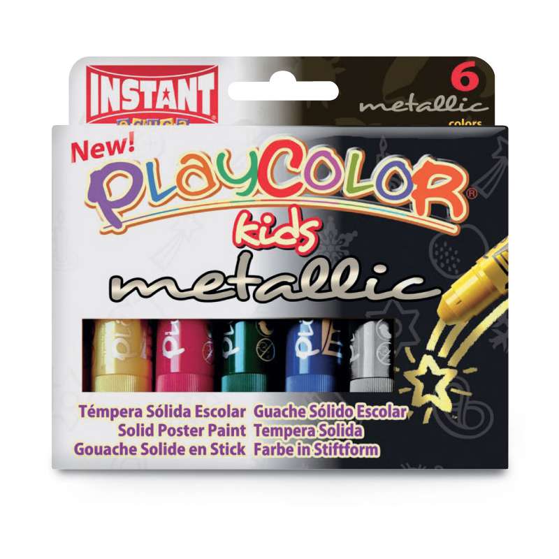 Gouache solide Playcolor Kids métallique, 6 couleurs