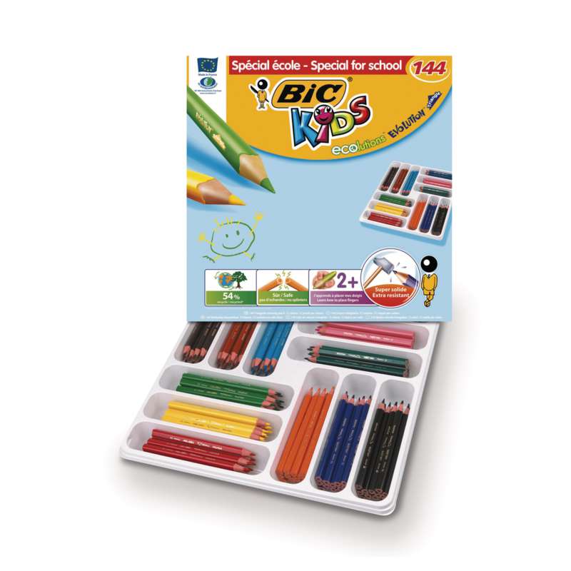 Etui crayons de couleur Bic Kids Evolution Triangle, 144 crayons