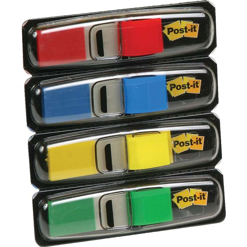 Mini-languettes Post-it index, 12,7 x 43,2 mm, rouge,bleu,vert,jaune
