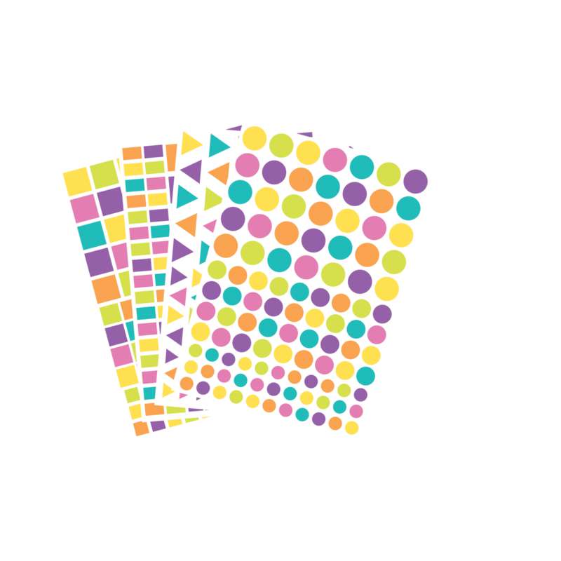 Gommettes géométriques multicolores, 40 planches, Couleurs pastels