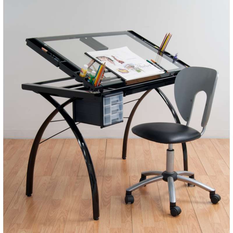 Table à dessin Futura, Noir/transparent