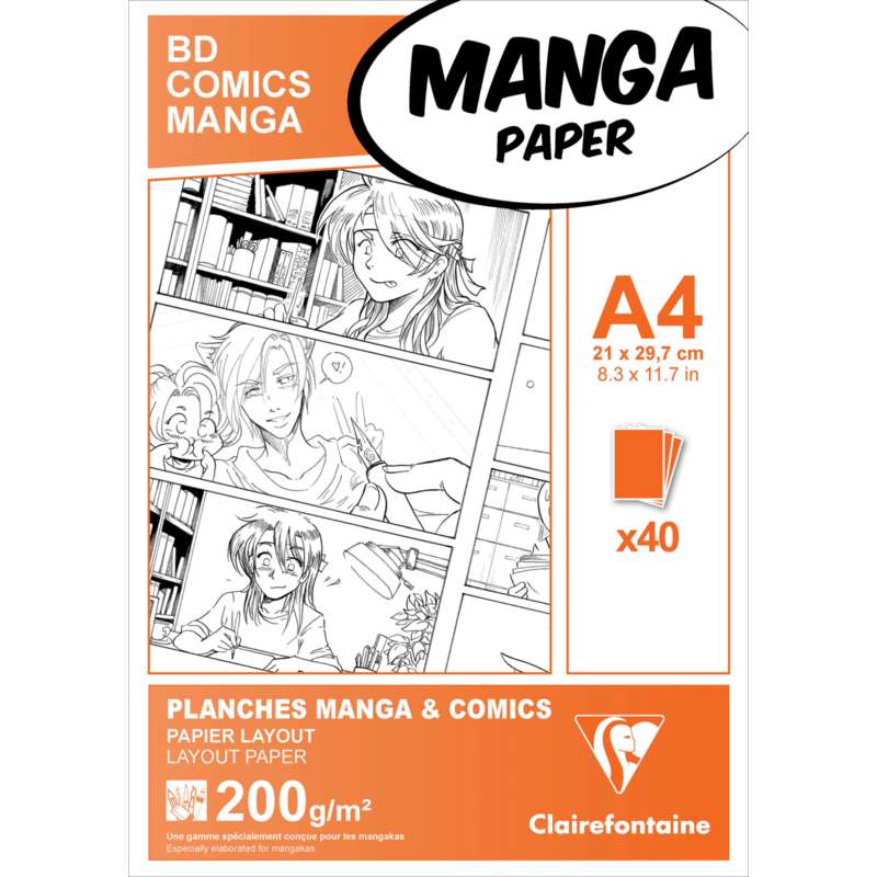 Blocs Manga Comics Clairefontaine, A4 - 21 x 29,7cm, Sans marquage