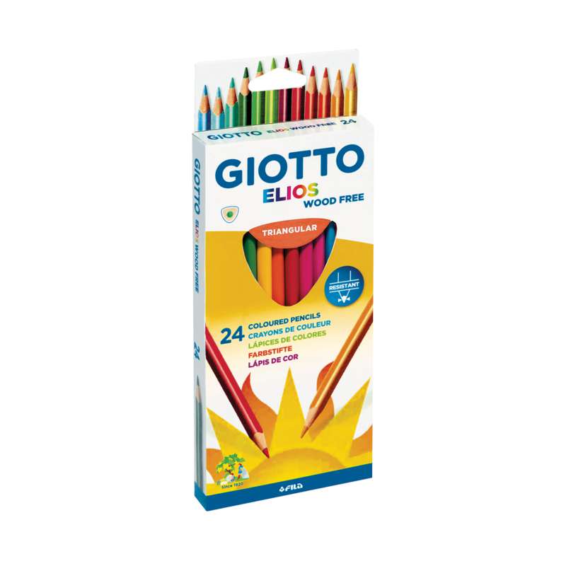 Crayons de couleurs Elios Wood Free, Etui de 24 crayons