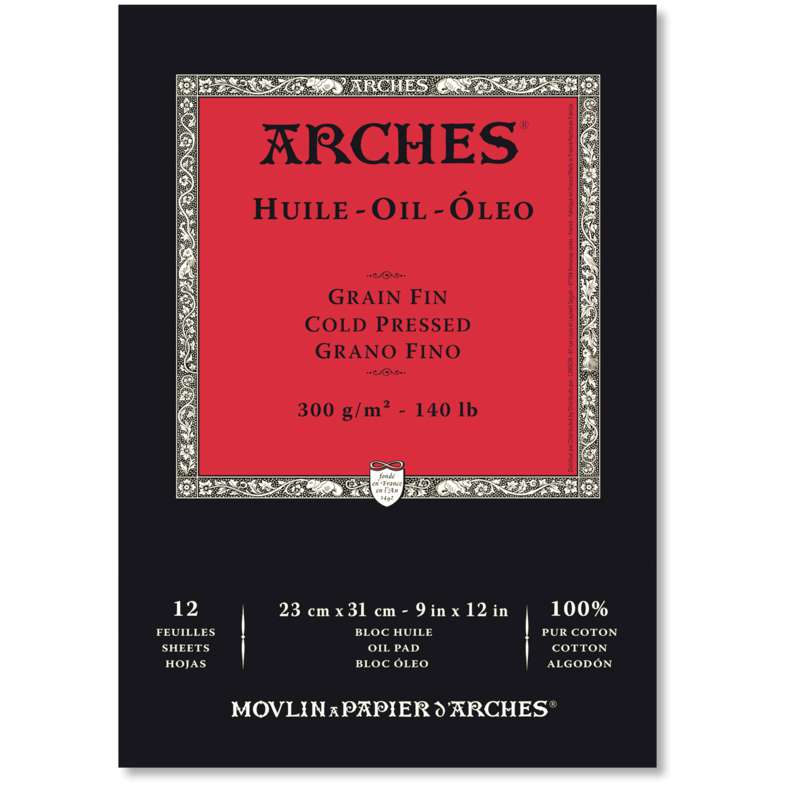 Blocs de papier huile Arches ® , 31 cm x 41 cm, Structuré, 300 g/m², Bloc collé 1 côté