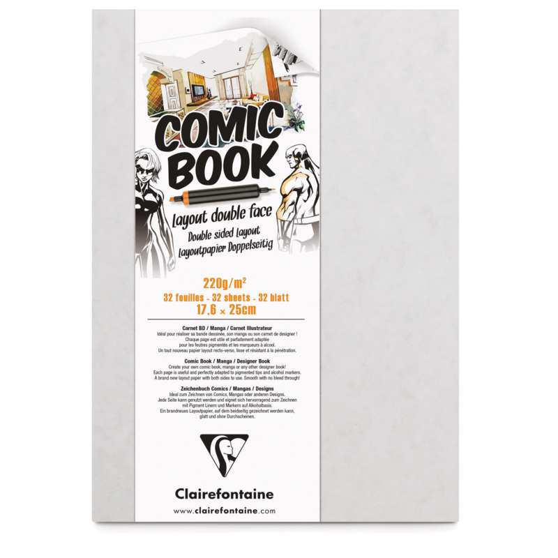 Comic Book Clairefontaine, 10,5x14,8cm, A6, 10,5 cm x 14,8 cm, 220 g/m²
