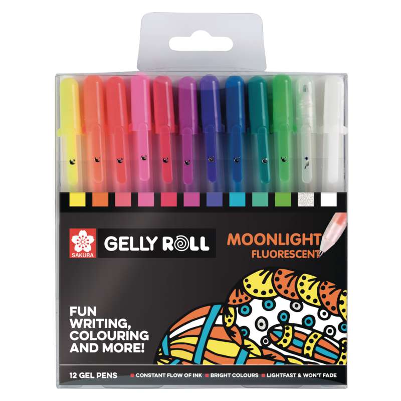 sets Gelly Roll Moonlight, 12 rollers, Fluos