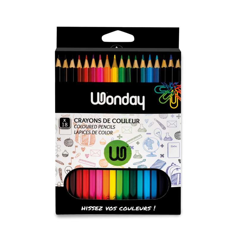 Etuis de crayons de couleur A School Day, 18 crayons
