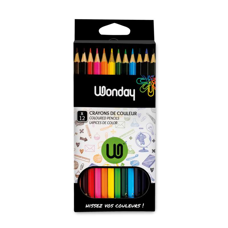 Etuis de crayons de couleur A School Day, 12 crayons