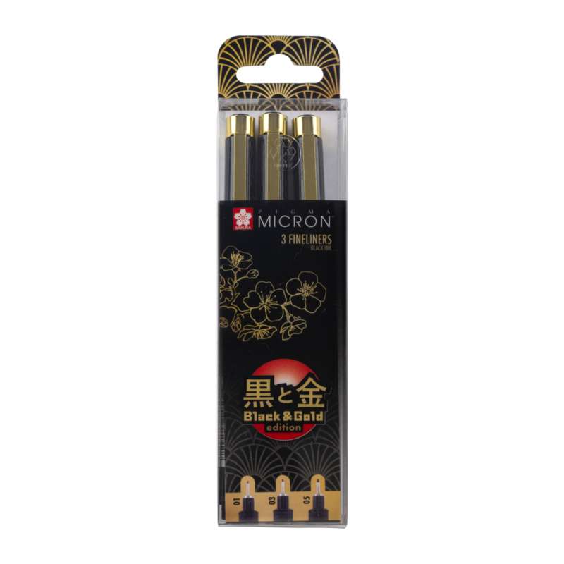 Sets Pigma Micro Black & Gold Edition Sakura, 3 feutres