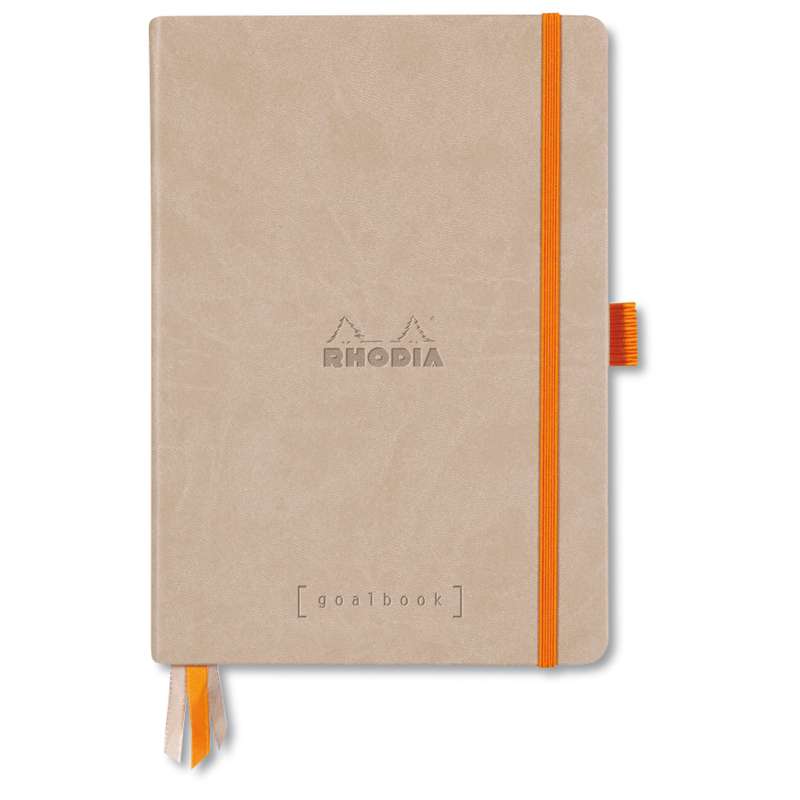 Carnet Rhodiarama Goalbook dots couverture rigide Rhodia, Beige, A5, 14,8 cm x 21 cm, 90 g/m²