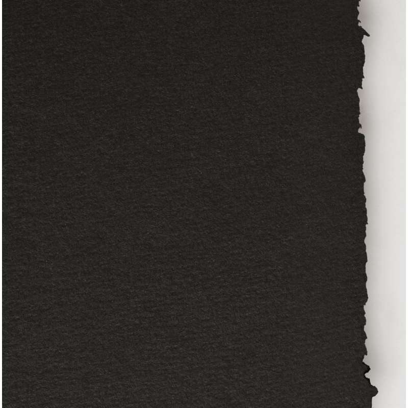 Papier aquarelle Fontaine noir Clairefontaine, 56 x 76 cm - 1 feuille, 4 bords frangés - Grain fin, 300 g/m²
