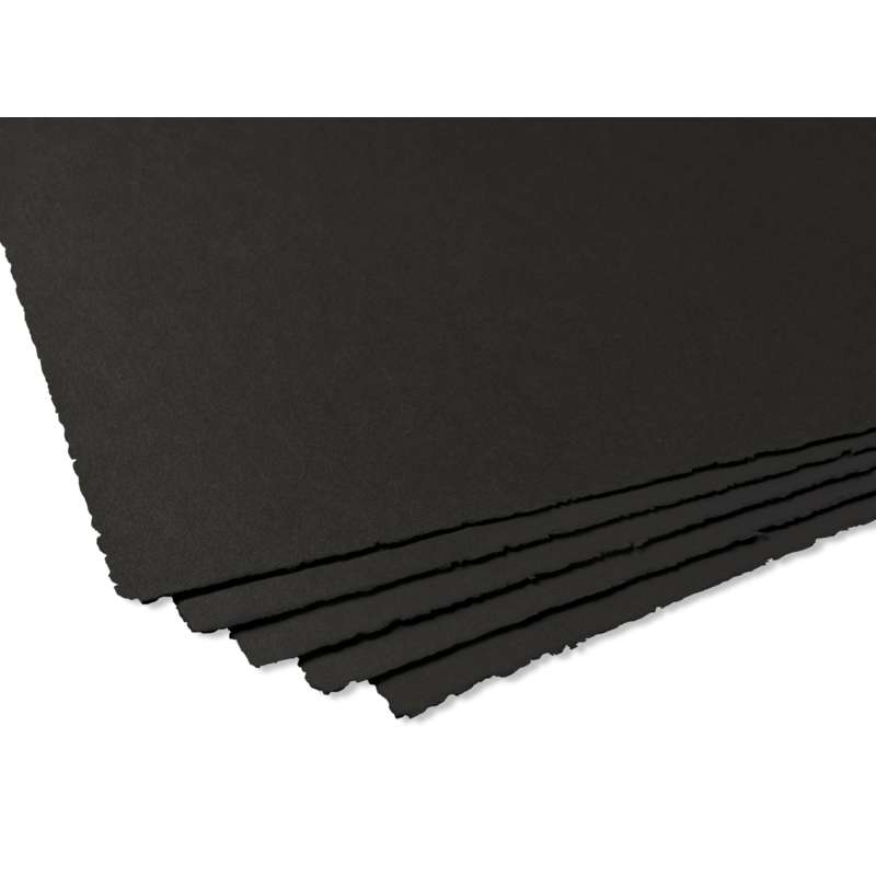 Papier aquarelle Fontaine noir Clairefontaine, 56 x 65 cm - paquet de 5, 4 bords frangés - Grain fin, 300 g/m²