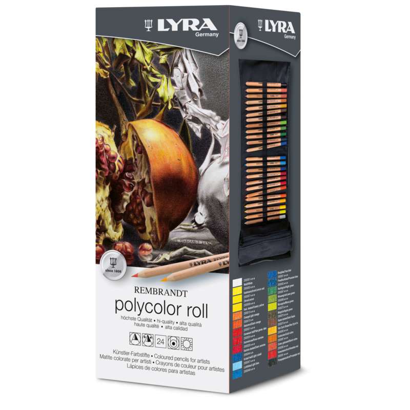 Pochette rouleau de 24 crayons Rembrandt-Polycolor, Pochette de 24 crayons