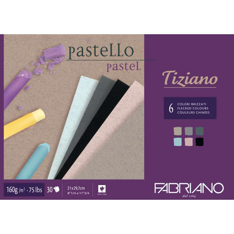 Papier Fabriano Tiziano (160g/m²), 21 x 29,7 cm (A4) - Bloc de 30 feuilles, Rugueux|Structuré